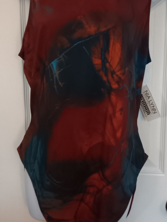 Nia Lynn Sports Illustrated Other - Nia Lynn Sports Illustrated Red & Blue Abstract Swimsuit Women's Size XL NWT